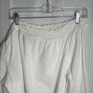 Lane Bryant White Eyelet A-Line Blouse